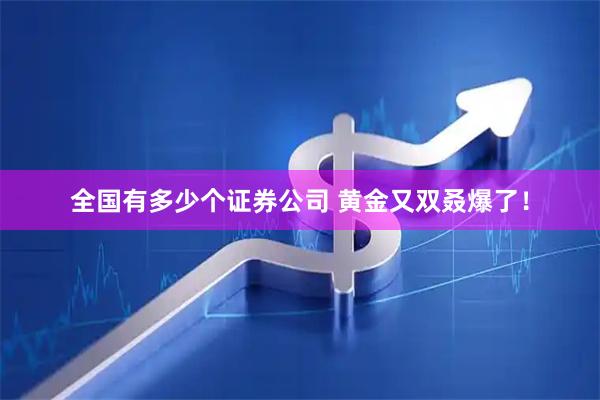 全国有多少个证券公司 黄金又双叒爆了！